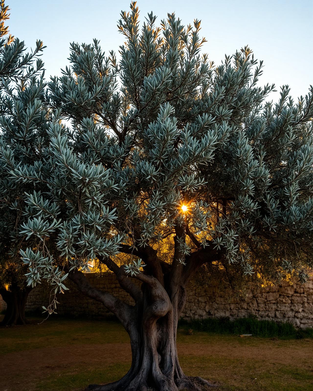Ancient olive tree in Puglia at golden hour
